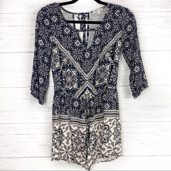 Black & Ivory Mandela Patterned Charlotte Russe Romper - Picture 1 of 8